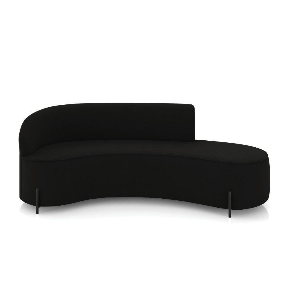 Sofá 4 Lugares Orgânico 220cm Pé Ferro Preto Morgan Suede Preto D03 - D'rossi - 5