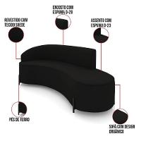 Sofá 4 Lugares Orgânico 220cm Pé Ferro Preto Morgan Suede Preto D03 - D'rossi - 3