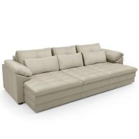 Sofá Retrátil Para Sala De Estar 3 Lugares 257cm Riza S03 Couro Bege Pérola - Lyam Decor - 1