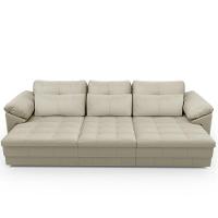 Sofá Retrátil Para Sala De Estar 3 Lugares 257cm Riza S03 Couro Bege Pérola - Lyam Decor - 3