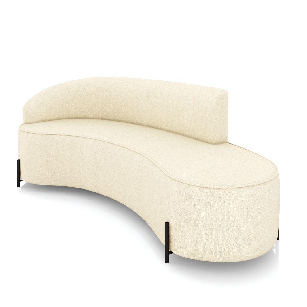 Sofá 4 Lugares Orgânico 220cm Pé Ferro Preto Morgan Linho Bege D03 - D'rossi - 1