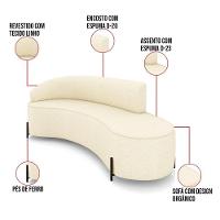 Sofá 4 Lugares Orgânico 220cm Pé Ferro Preto Morgan Linho Bege D03 - D'rossi - 3