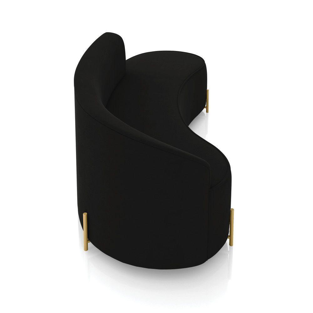 Sofá 4 Lugares Orgânico 220cm Pé Dourado Morgan Suede Preto D03 - D'rossi - 7