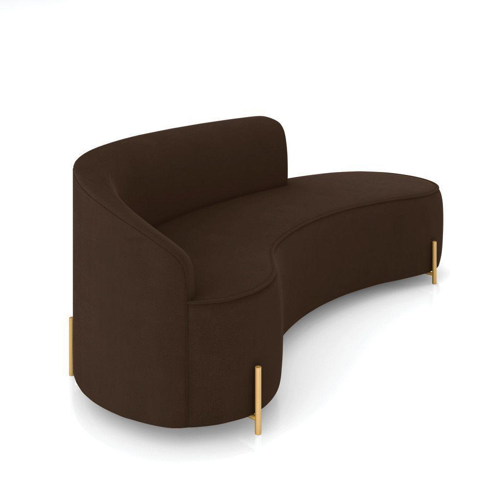 Sofá 4 Lugares Orgânico 220cm Pé Dourado Morgan Suede Marrom D03 - D'rossi - 6