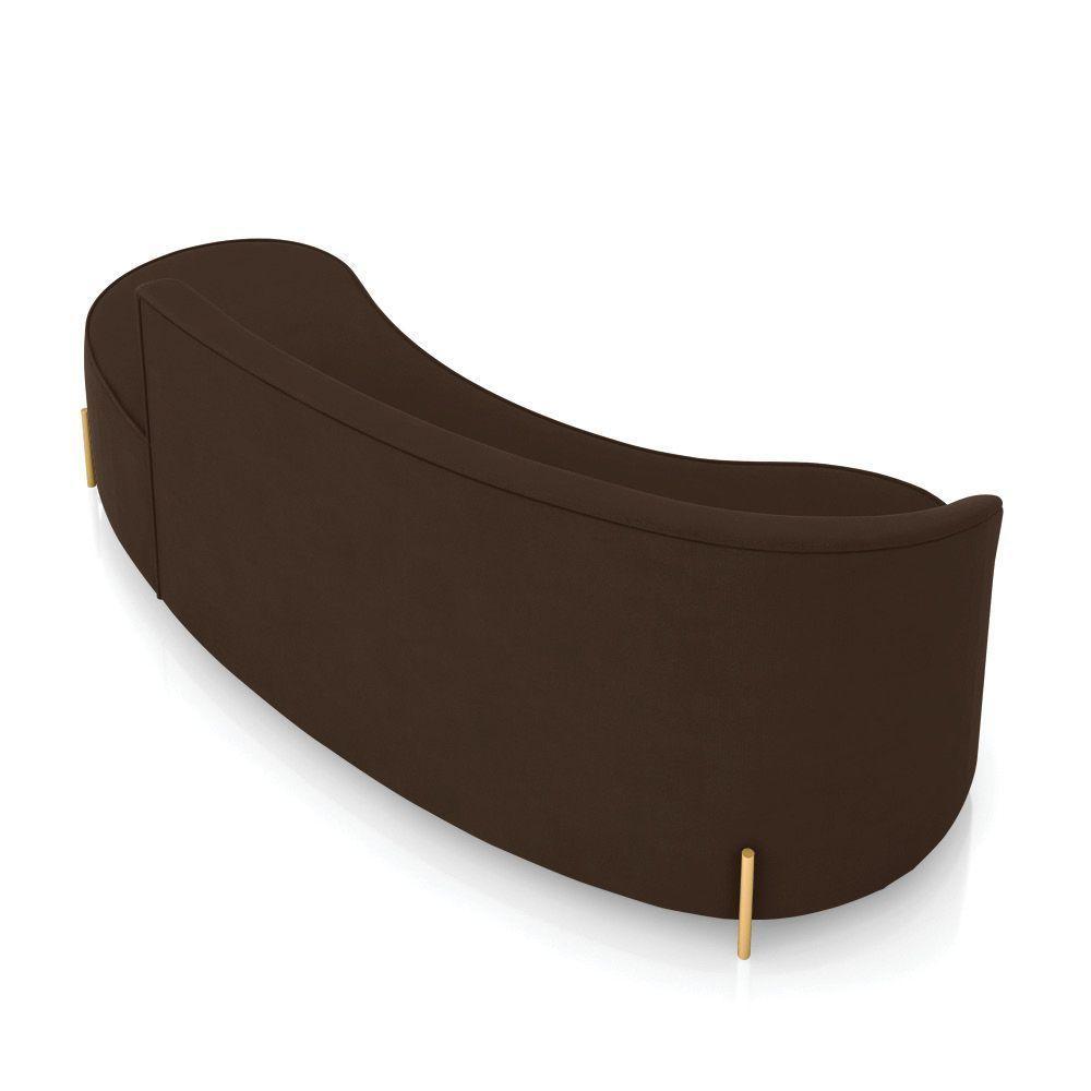 Sofá 4 Lugares Orgânico 220cm Pé Dourado Morgan Suede Marrom D03 - D'rossi - 8