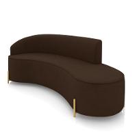 Sofá 4 Lugares Orgânico 220cm Pé Dourado Morgan Suede Marrom D03 - D'rossi - 1