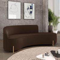Sofá 4 Lugares Orgânico 220cm Pé Dourado Morgan Suede Marrom D03 - D'rossi - 2