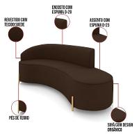 Sofá 4 Lugares Orgânico 220cm Pé Dourado Morgan Suede Marrom D03 - D'rossi - 3