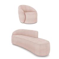 Sofá 4 Lugares Orgânico 220cm Morgan E Poltrona Lua Bouclê Rosê D03 - D'rossi - 1