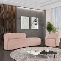 Sofá 4 Lugares Orgânico 220cm Morgan E Poltrona Lua Bouclê Rosê D03 - D'rossi - 2