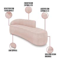 Sofá 4 Lugares Orgânico 220cm Morgan E Poltrona Lua Bouclê Rosê D03 - D'rossi - 3