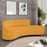 Sofá 4 Lugares Orgânico 220cm Pé Dourado Morgan Bouclê Mostarda D03 - D'rossi - 2