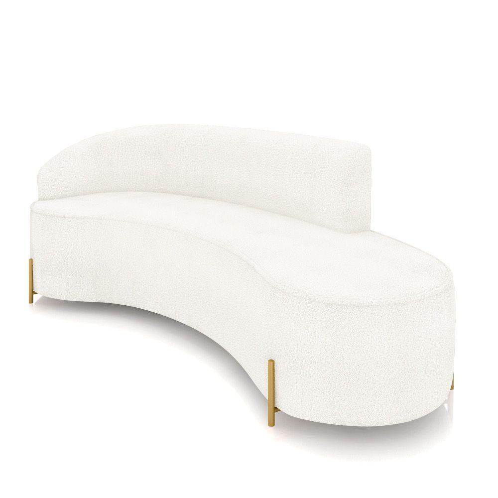 Sofá 4 Lugares Orgânico 220cm Pé Dourado Morgan Bouclê Off White D03 - D'rossi - 1