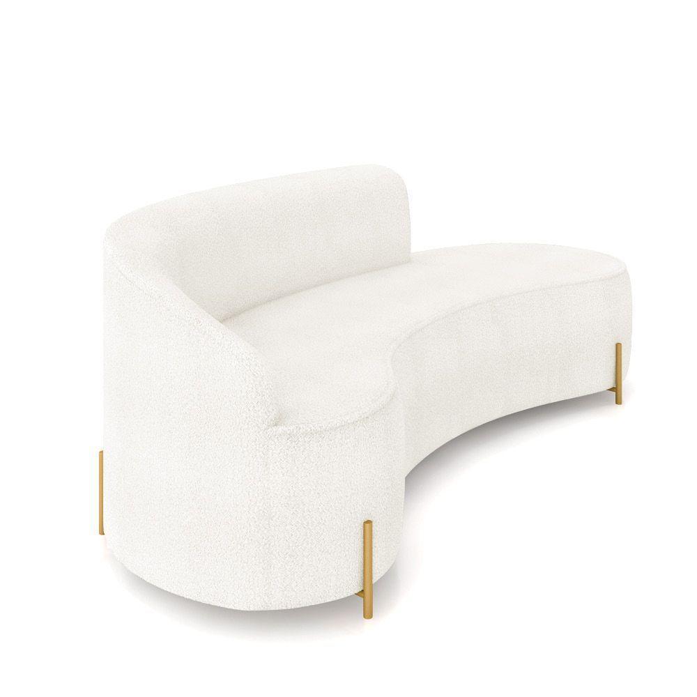 Sofá 4 Lugares Orgânico 220cm Pé Dourado Morgan Bouclê Off White D03 - D'rossi - 6