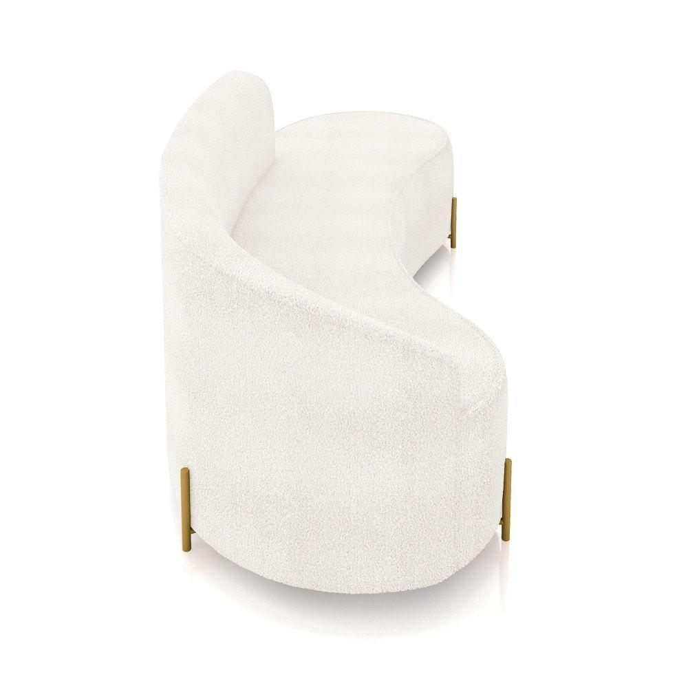 Sofá 4 Lugares Orgânico 220cm Pé Dourado Morgan Bouclê Off White D03 - D'rossi - 7
