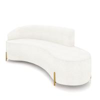 Sofá 4 Lugares Orgânico 220cm Pé Dourado Morgan Bouclê Off White D03 - D'rossi - 1