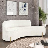 Sofá 4 Lugares Orgânico 220cm Pé Dourado Morgan Bouclê Off White D03 - D'rossi - 2