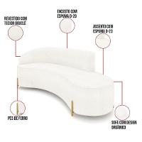 Sofá 4 Lugares Orgânico 220cm Pé Dourado Morgan Bouclê Off White D03 - D'rossi - 3