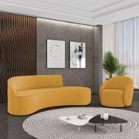 Sofá 4 Lugares Orgânico 220cm Morgan E Poltrona Lua Veludo Mostarda D03 - D'rossi - 2