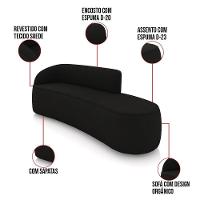 Sofá 4 Lugares Orgânico 220cm Morgan E Poltrona Lua Suede Preto D03 - D'rossi - 3