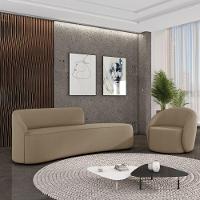 Sofá 4 Lugares Orgânico 220cm Morgan E Poltrona Lua Suede Marrom Rato D03 - D'rossi - 2