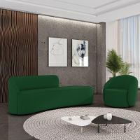 Sofá 4 Lugares Orgânico 220cm Morgan E Poltrona Lua Suede Verde D03 - D'rossi - 2