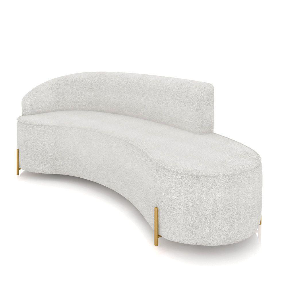 Sofá 4 Lugares Orgânico 220cm Pé Dourado Morgan Bouclê Cinza D03 - D'rossi - 1