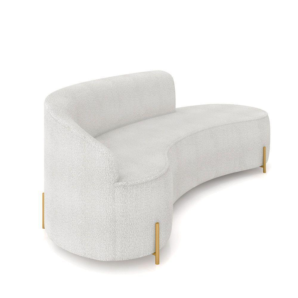 Sofá 4 Lugares Orgânico 220cm Pé Dourado Morgan Bouclê Cinza D03 - D'rossi - 6