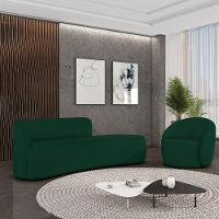 Sofá 4 Lugares Orgânico 220cm Morgan E Poltrona Lua Bouclê Verde D03 - D'rossi - 2