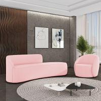 Sofá 4 Lugares Orgânico 220cm Morgan E Poltrona Lua Suede Rosa Bebê D03 - D'rossi - 2