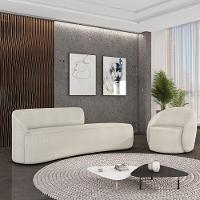 Sofá 4 Lugares Orgânico 220cm Morgan E Poltrona Lua Bouclê Off White D03 - D'rossi - 2