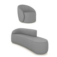 Sofá 4 Lugares Orgânico 220cm Morgan E Poltrona Lua Linho Grafite D03 - D'rossi - 1