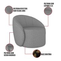 Sofá 4 Lugares Orgânico 220cm Morgan E Poltrona Lua Linho Grafite D03 - D'rossi