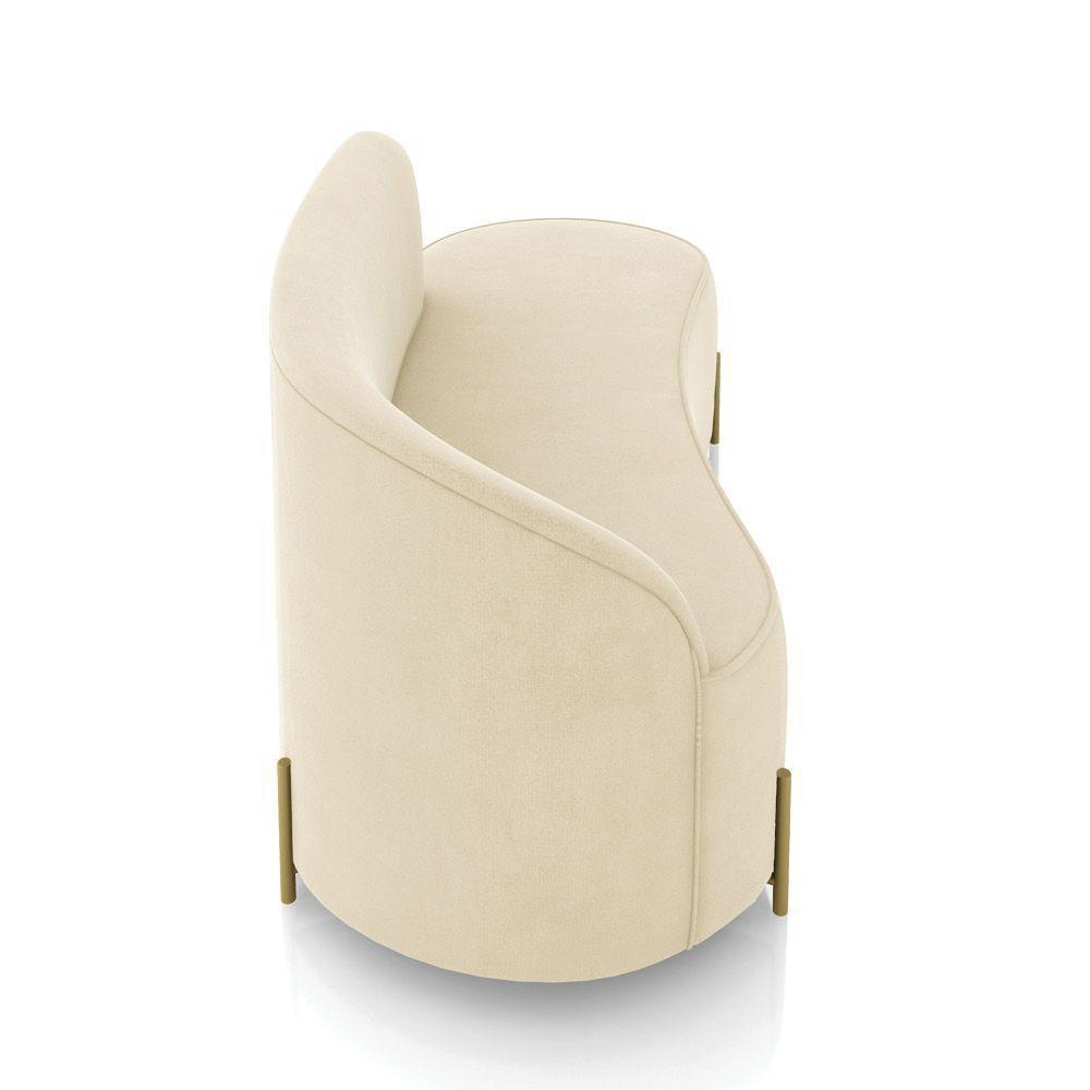 Sofá 3 Lugares Orgânico 180cm Pé Dourado Morgan Suede Bege D03 - D'rossi - 7