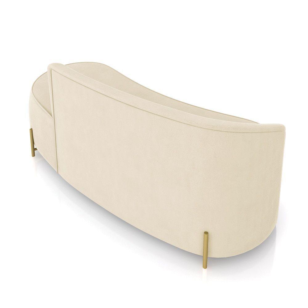 Sofá 3 Lugares Orgânico 180cm Pé Dourado Morgan Suede Bege D03 - D'rossi - 8