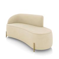 Sofá 3 Lugares Orgânico 180cm Pé Dourado Morgan Suede Bege D03 - D'rossi - 1