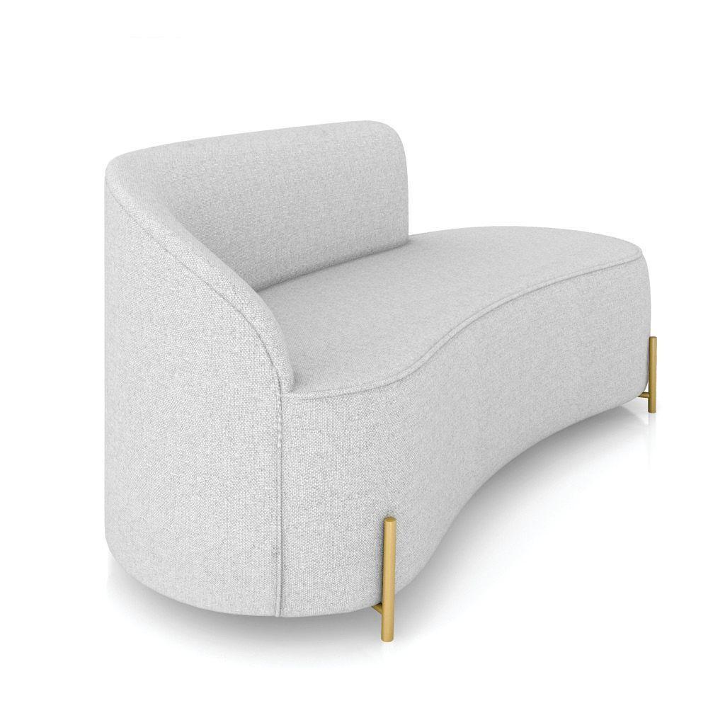 Sofá 3 Lugares Orgânico 180cm Pé Dourado Morgan Linho Cinza D03 - D'rossi - 6