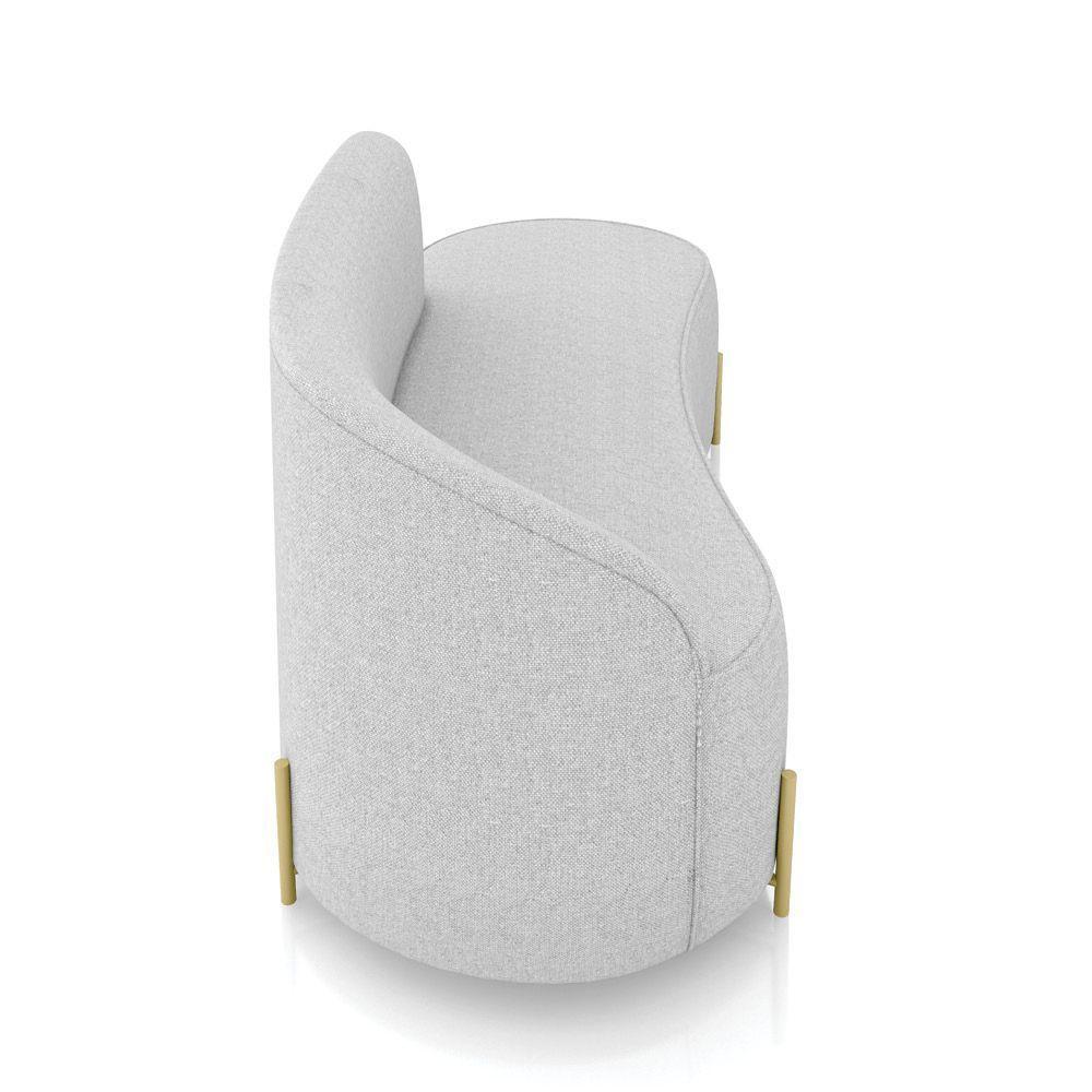 Sofá 3 Lugares Orgânico 180cm Pé Dourado Morgan Linho Cinza D03 - D'rossi - 7