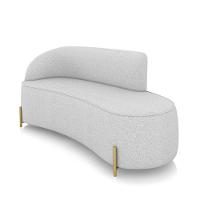 Sofá 3 Lugares Orgânico 180cm Pé Dourado Morgan Linho Cinza D03 - D'rossi - 1