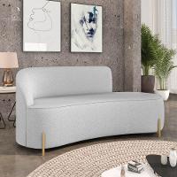 Sofá 3 Lugares Orgânico 180cm Pé Dourado Morgan Linho Cinza D03 - D'rossi - 2