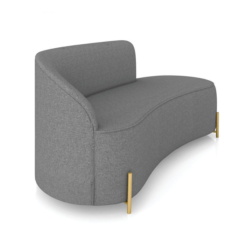 Sofá 3 Lugares Orgânico 180cm Pé Dourado Morgan Linho Grafite D03 - D'rossi - 6