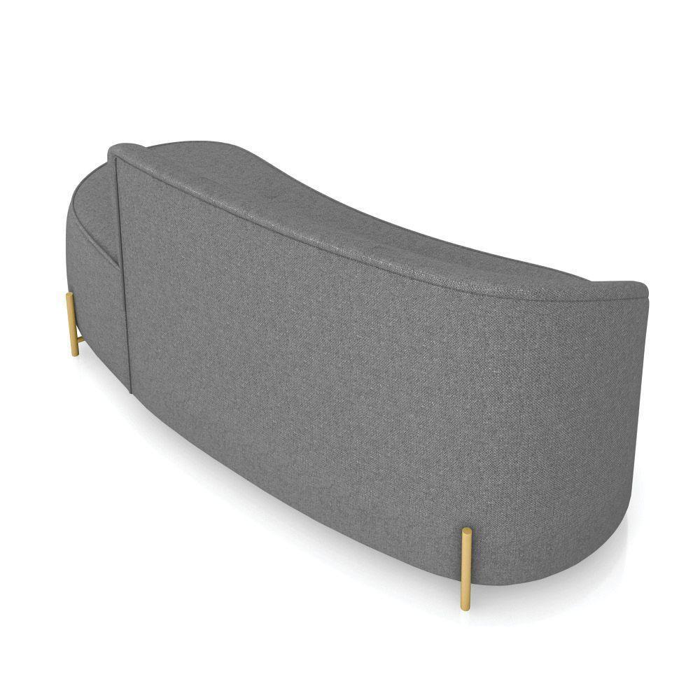 Sofá 3 Lugares Orgânico 180cm Pé Dourado Morgan Linho Grafite D03 - D'rossi - 8