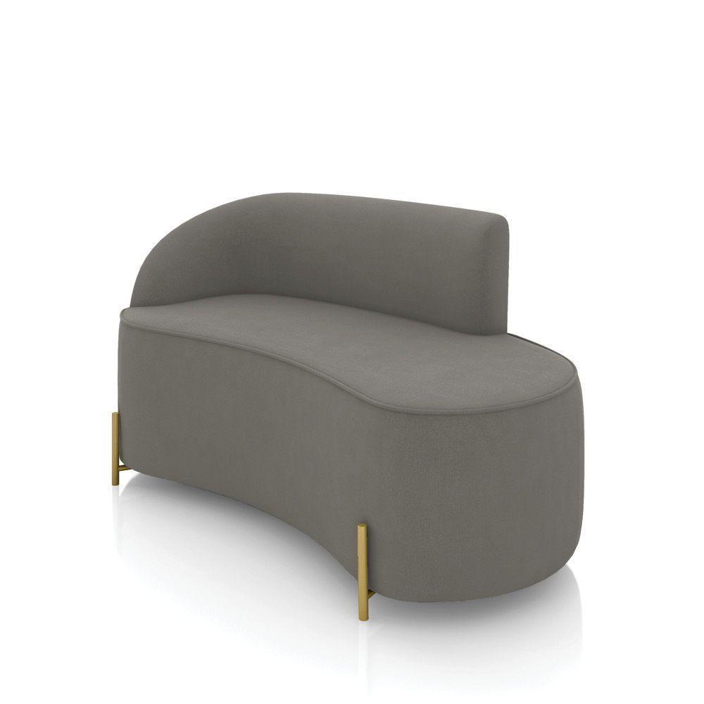 Sofá 2 Lugares Orgânico 140cm Pé Dourado Morgan Suede Grafite D03 - D'rossi - 1