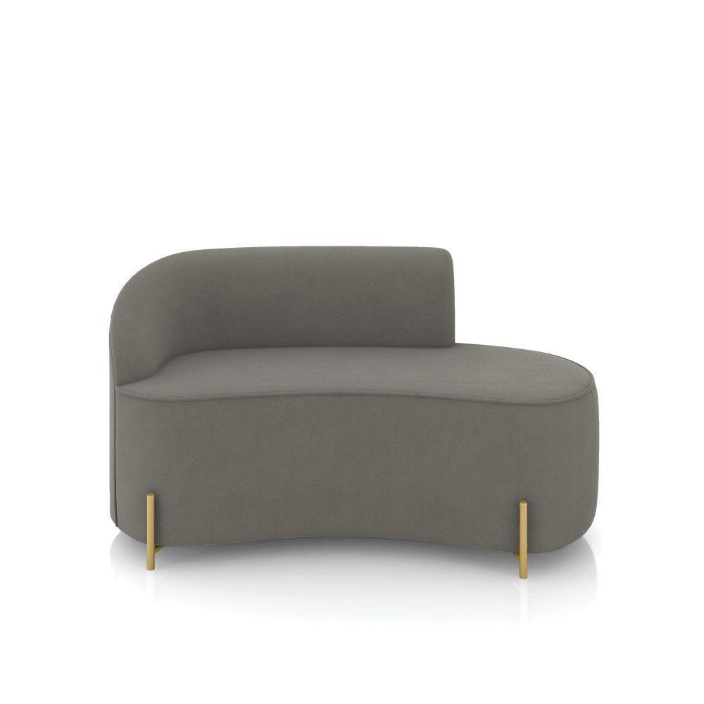 Sofá 2 Lugares Orgânico 140cm Pé Dourado Morgan Suede Grafite D03 - D'rossi - 5