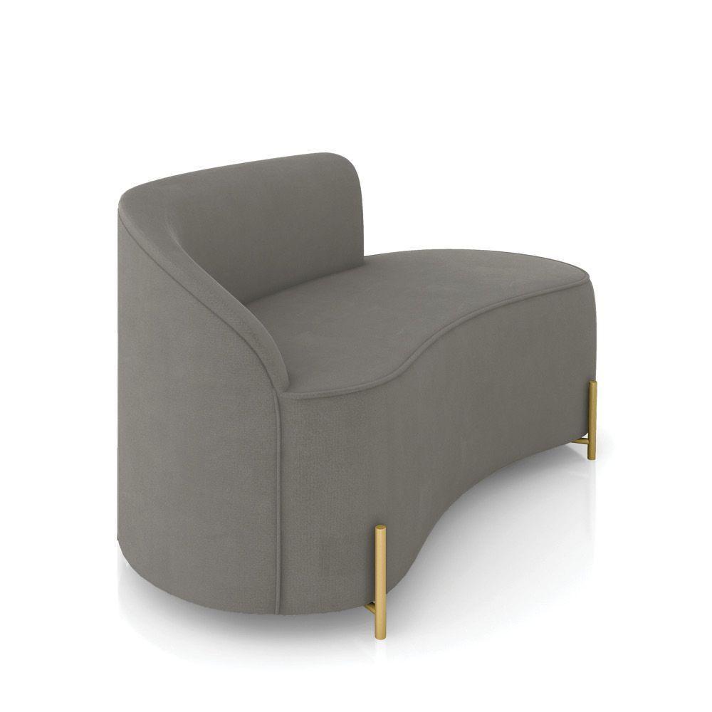 Sofá 2 Lugares Orgânico 140cm Pé Dourado Morgan Suede Grafite D03 - D'rossi - 6