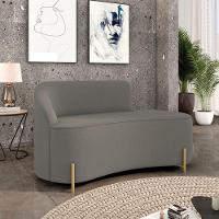 Sofá 2 Lugares Orgânico 140cm Pé Dourado Morgan Suede Grafite D03 - D'rossi - 2