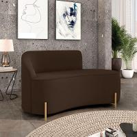 Sofá 2 Lugares Orgânico 140cm Pé Dourado Morgan Suede Marrom D03 - D'rossi - 2