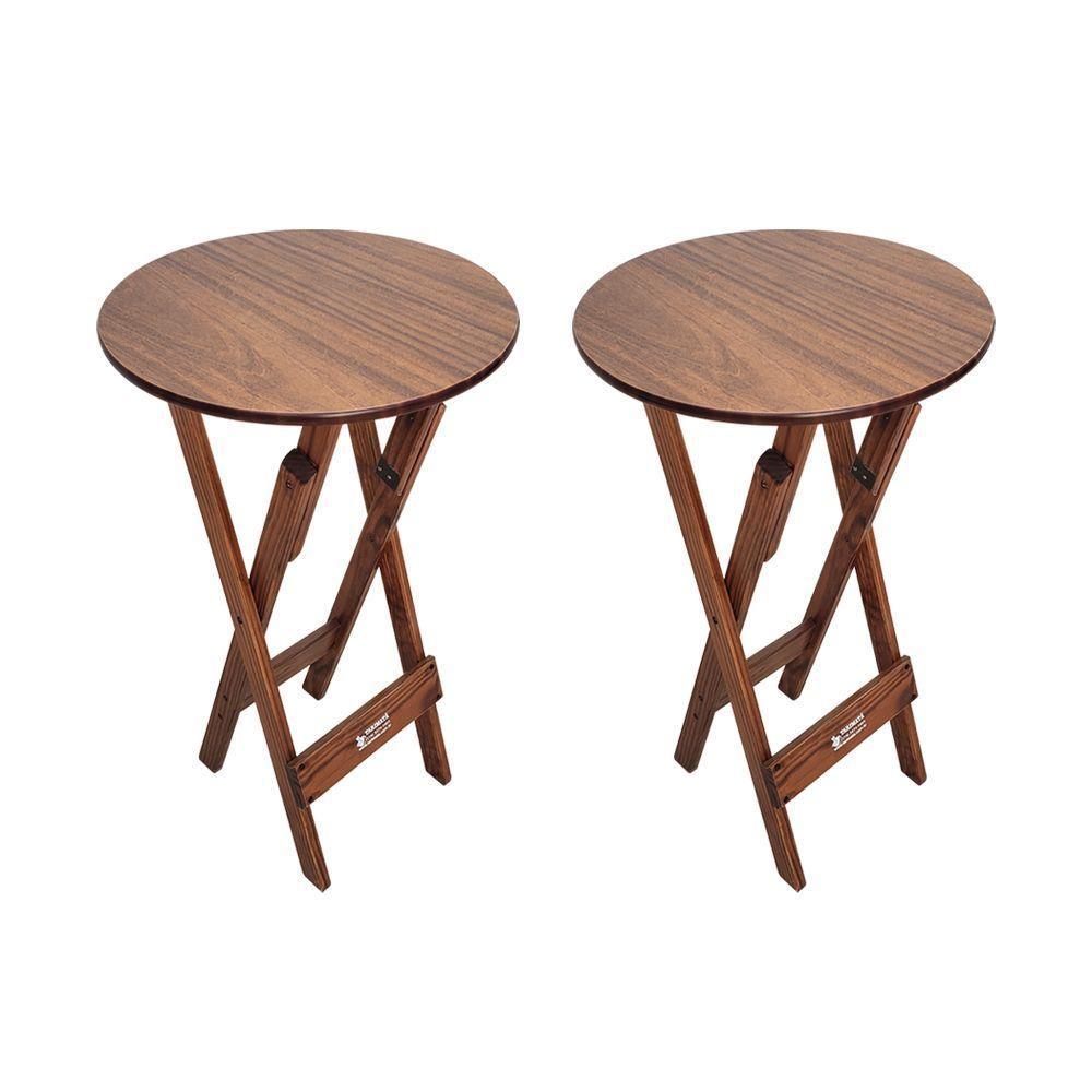 Kit 2 Mesas Bistrôs Dobráveis De Madeira Redonda Imbuia - Tarimatã - 1