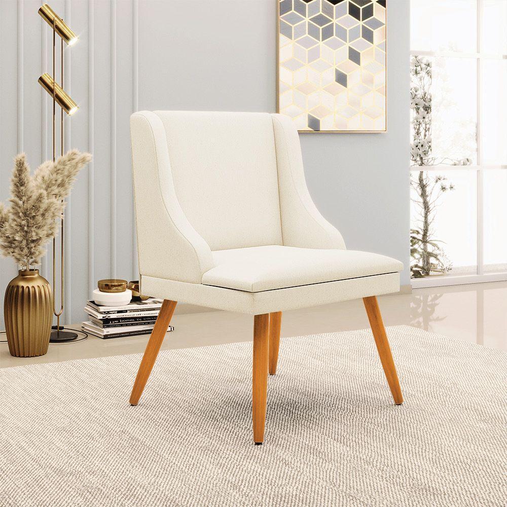 Kit 2 Cadeiras De Jantar Liz Linho Pés Palito Castanho D03 - Drossi Cor A26 Gafite - 2