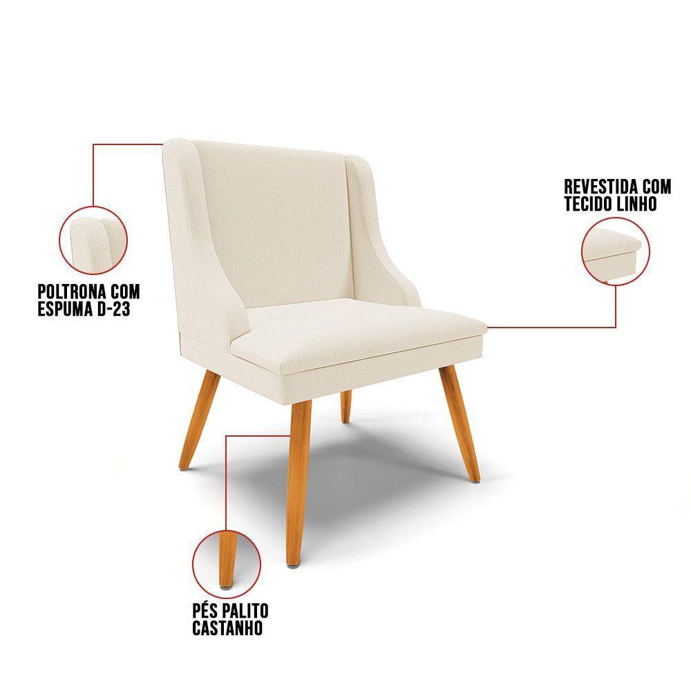 Kit 2 Cadeiras De Jantar Liz Linho Pés Palito Castanho D03 - Drossi Cor A26 Gafite - 7